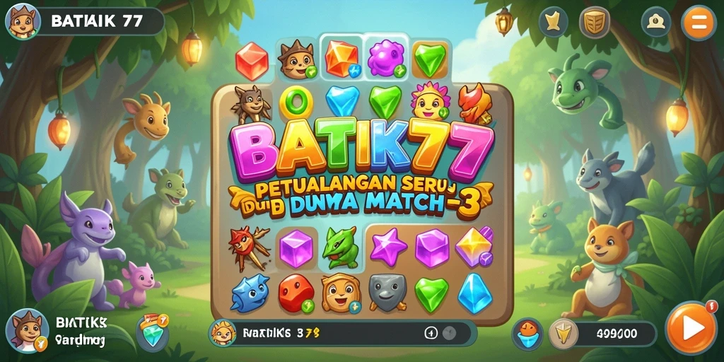 Tampilan gameplay seru di BATIK77 dengan tantangan Match-3.