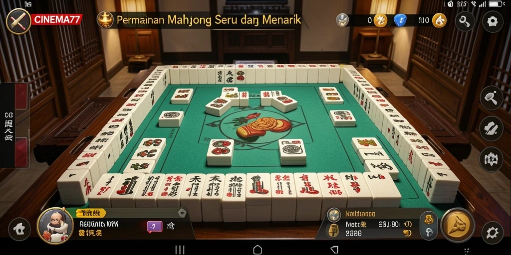 Tampilan seru gameplay Mahjong di CINEMA77 yang menegangkan.
