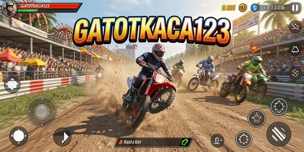 Tangkapan layar gameplay GATOTKACA123 menampilkan aksi balapan yang mendebarkan.