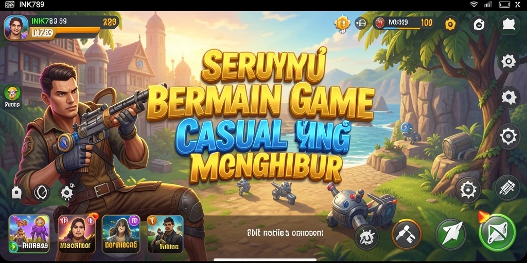Screenshot INK789 menampilkan gameplay yang penuh warna dan karakter lucu.