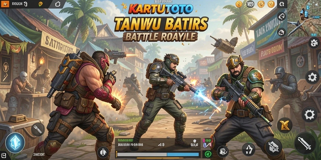 Screenshot gameplay seru dari KARTUTOTO di arena Battle Royale.
