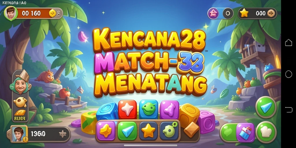 Tampilan aksi seru dalam permainan Match-3 KENCANA28.