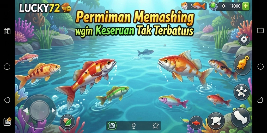 Tampilan gameplay LUCKY72 saat menangkap ikan yang besar.
