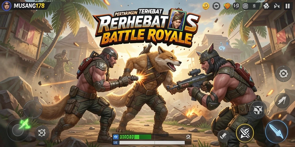 Gameplay seru dan adiktif di MUSANG178 Battle Royale.