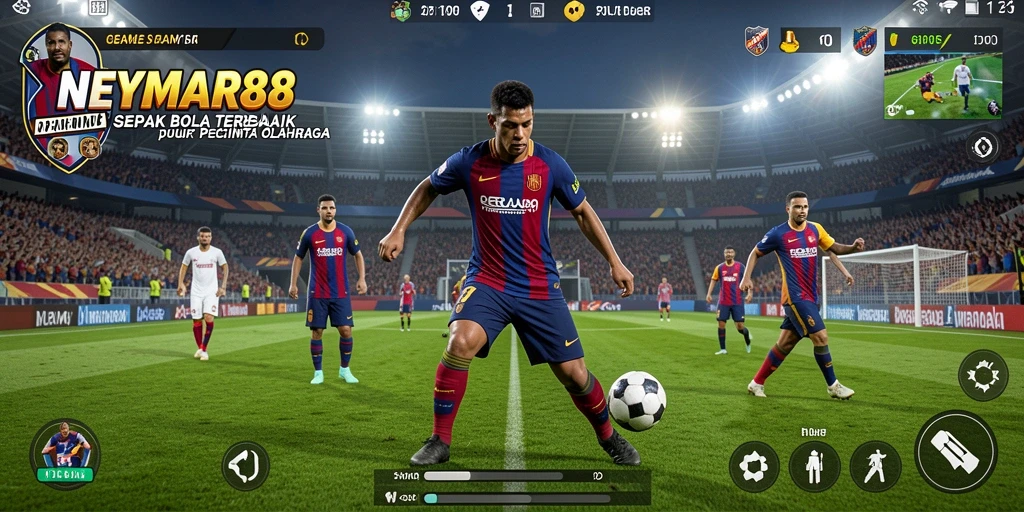 Tampilan gameplay NEYMAR88 dengan aksi sepak bola yang mendebarkan.
